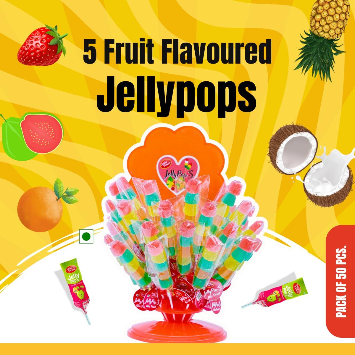 Jelly Town Jelly Town Dome Shape Jellypop | Pack Of 15 Sticks, Fruit, 300 g