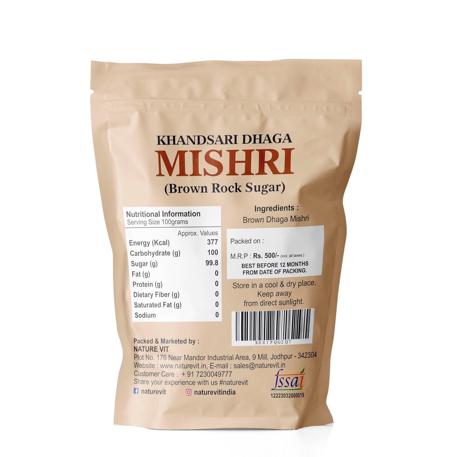 Nature Vit Nature Vit Khandsari Dhaga Mishri(200G)|Thread Mishri|Brown Mishri Dhage Wali|Mishri Crystal|Pure Mishri Sugar Candy|Rock Sugar Crystal|Dhage Wali Mishri|Unrefined Brown Sugar Crystal