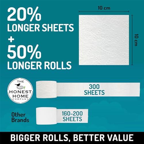 THE HONEST HOME COMPANY The Honest Home Co. | 2 Ply Toilet Paper Roll | 2400 Pulls | 100% Virgin Pulp & Super Soft | Clog - Free | Pack of 8 (300 Pulls/Roll)