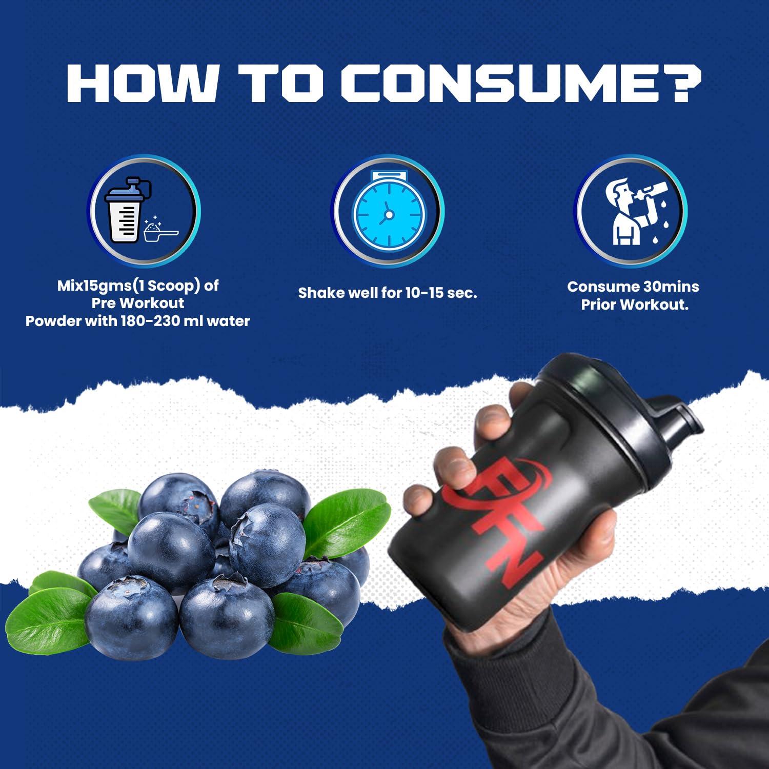 FITNESS FREAK NUTRITION Fitness Freak Nutrition Pre-Workout (30 Servings) Premium Supplement for Enhanced Focus, Strength, Energy, and Pump 100% Dope-Free, Banned Substance Tested, 400g - Blueberry